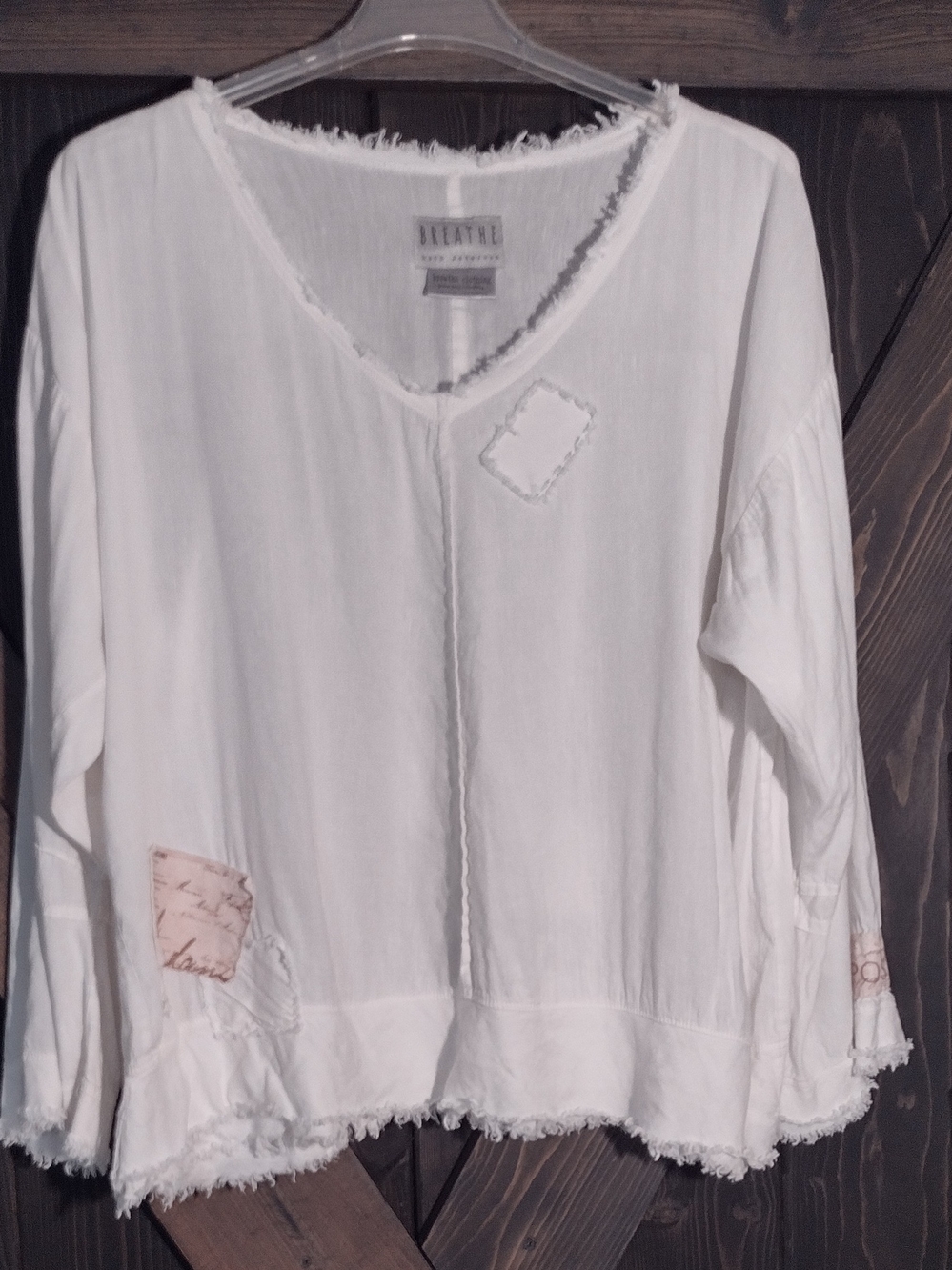 Breathe Clothing White 100% Linen Top Lagenlook Shabby Chic Bohemian 2X